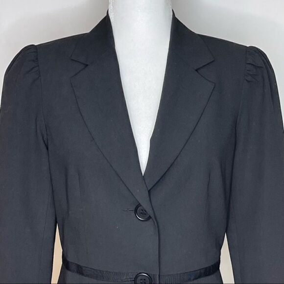 Trina Turk Two Button Blazer Ribbon Trim Black Size 8 - Picture 3 of 11